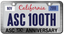 ASC 100th License Plate Frame